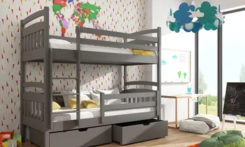 Dětská postel Patrová postel Gábi 200 x 80 cm s úložným prostorem grafit