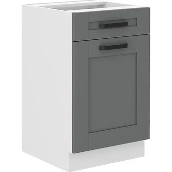 Kuchyňská linka Spodní skříňka LUNA bílá/dustgrey MDF 50 D 1F 1S, šuplík PREMIUM BOX