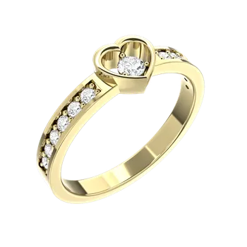 Prsten SOLUNA Unikátní zlatý prsten se zirkony SPARKLINGHEART žluté zlato VELIKOST: 48 - 15,3 mm
