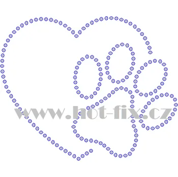 ZP027 - love nažehlovacíhot-fix kamínková aplikace na textil, rozměry cca 14,1x11,5cm barva: kameny barva 101 Crystal /stříbrná
