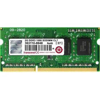 Operační paměť SODIMM DDR3 2GB 1066MHz TRANSCEND 1Rx8 CL7, TS256MSK64V1N
