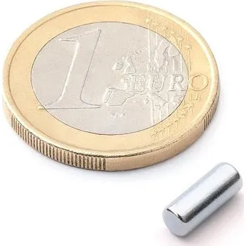 Dekorativní magnet Neodymový tyčový magnet Ø&nbsp;4&nbsp;mm, v.&nbsp;10&nbsp;mm, pozinkovaný, síla 600&nbsp;g