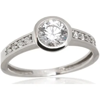 Prsten Prsten z bílého zlata s čirými zirkony PR0546F + DÁREK ZDARMA