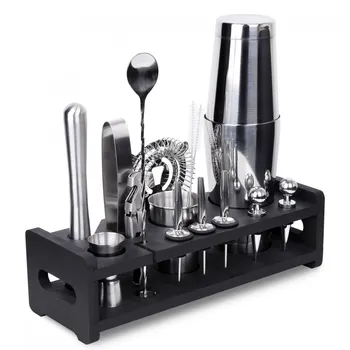 TZB Preston barmanská sada 17 ks černá/stříbrná