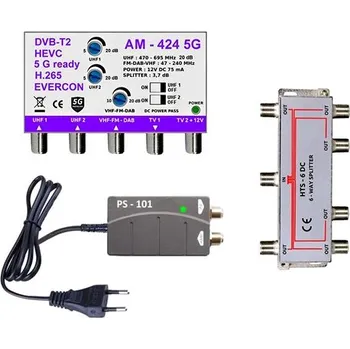 Televizní anténa EVERCON anténní set pro 7 TV do 50 km SET-424-101-7