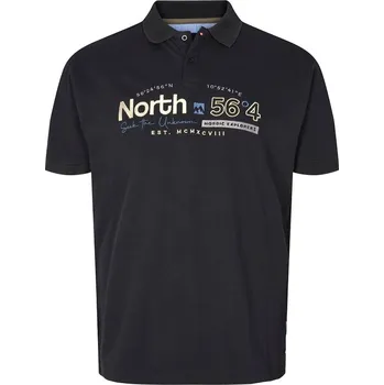 Pánská polokošile - tričko s límečkem černé NORTH 56°4 s potiskem 5XL - 8XL krátký rukáv - 7XL