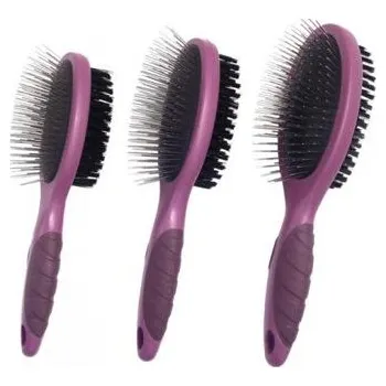 Kartáč pro zvířata Oboustranný kartáč s ergonomickou rukojetí - střední