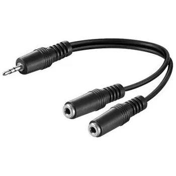 Audio kabel Redukce jack3,5 M - 2x jack3,5 F s kablíkem 20cm
