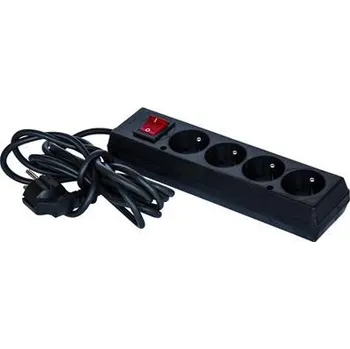 Napájecí kabel Prodlužovací kabel uzemnění 4 zásuvky 3m černý