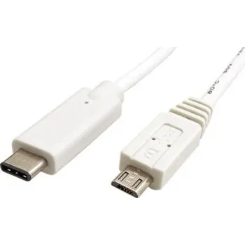 Datový kabel USB 2.0 kabel microUSB B(M) - USB C(M), 1m, bílý