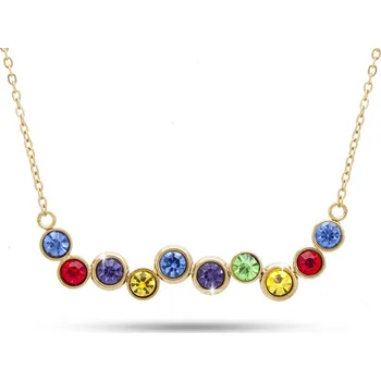 Řetízek biju Pozlacený řetízek 14k zlatem, spojená kolečka s barevnými zirkony 3001619