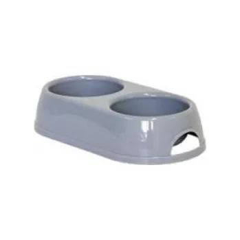 Miska pro psa Dvojmiska plastová 2 x 230 ml šedá