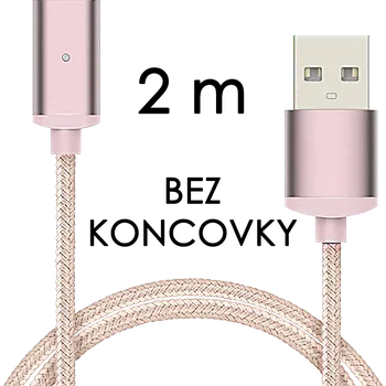 Garas M2 - Magnetický USB kabel - Růžový - Bez koncovky - 2 m
