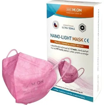 rouška NANO M.ON - NANO LIGHT MASK, nano rouška ve tvaru respirátoru (10 ks) růžová