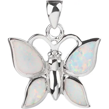 Přívěsek Bealio BEALIO Stříbrný přívěsek MOTÝL bílý OPÁL 03-08607-1253