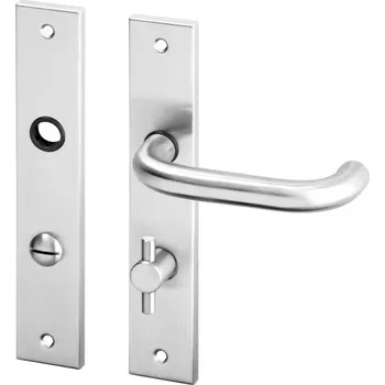 AC-T SERVIS Dveřní klika UNA nerez - hranaté štítové kování s vratnou pružinou 90 mm Provedení štítu: WC