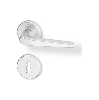 Dveřní kování AC-T SERVIS Dveřní klika MONTE přírodní hliník - kulatá rozeta Provedení kliky: vč. rozety BB - obyčejný klíč, Mechanizmus rozety: Plastová konstrukce