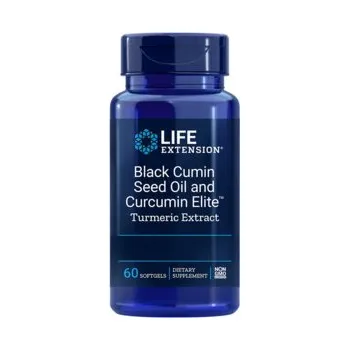 Life Extension Black Cumin Seed Oil with Curcumin Elite™ Turmeric Extract Doplněk stravy – černuchový olej a kurkumový extrakt 60 ks, gelové tablety