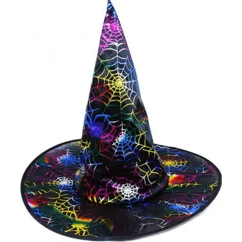 Karnevalový doplněk Klobouk čarodějnice/ Halloween pavučina pro dospělé