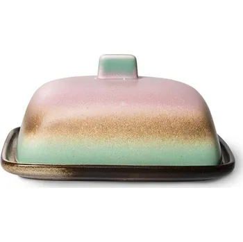 Máslenka Fialkovo-zelená keramická máslenka 70s Mercury - 15,5*12*7,5cm