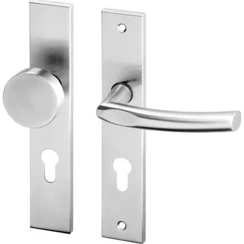 Dveřní kování AC-T SERVIS Dveřní klika ILSA nerez - hranaté štítové kování 72 mm Provedení štítu: Koule/klika - pravá