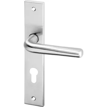 Dveřní kování AC-T SERVIS Dveřní klika SIRA nerez - hranaté štítové kování 72 mm Provedení štítu: PZ - fabkový klíč