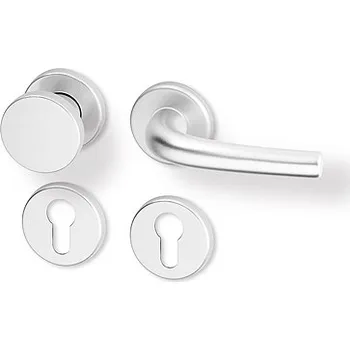 Dveřní kování AC-T SERVIS Dveřní klika ANNA přírodní hliník - kulatá rozeta Provedení kliky: Koule/klika - levá, Mechanizmus rozety: Plastová konstrukce