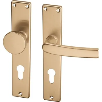 Dveřní kování AC-T SERVIS Dveřní klika LARA bronz - hranaté štítové kování 72 mm Provedení štítu: Koule/klika - pravá