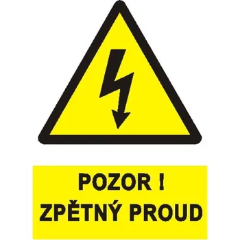 Značení Samolepka pozor zpětný proud - formát A6