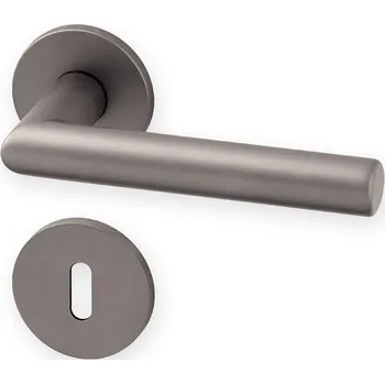 Dveřní kování AC-T SERVIS Dveřní klika TIPA Exclusive titan - kulatá rozeta Provedení kliky: vč. rozety BB - obyčejný klíč, Mechanizmus rozety: Kovová konstrukce