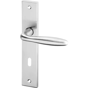 Dveřní kování AC-T SERVIS Dveřní klika Cina nerez - hranaté štítové kování 90 mm Provedení štítu: BB - obyčejný klíč