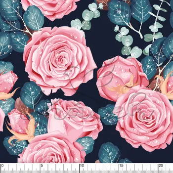 Zakázkový tisk, softshell, kočárkovina... Růže s krůpěji Látky k tisku: Fleece