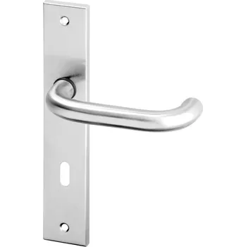 Dveřní kování AC-T SERVIS Dveřní klika UNA nerez - hranaté štítové kování 72 mm Provedení štítu: Koule/klika - pravá