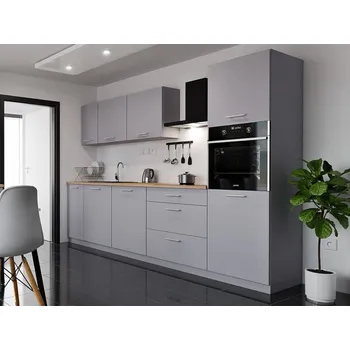 Kuchyňská linka Recenze OKAY Emilia 300/160 cm šedá mat 