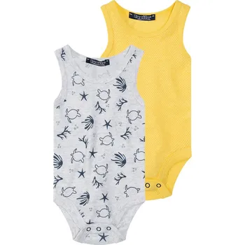 Kojenecký body lupilu® Chlapecké body BIO, 2 kusy (žlutá/šedá, 50/56)