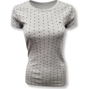 Dámské tričko Tommy Hilfiger dámské tričko s puntíky a Logem Dots šedé