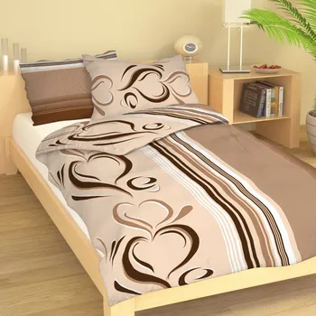 Povlečení Krepové povlečení Srdce hnědé Uzávěr: knoflíky