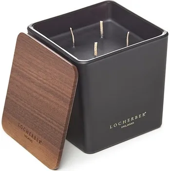 Svíčka Locherber Milano Vonná svíčka v černém skle s dřevěným víčkem s vůní AZAD KASHMERE - 500 g LH440240