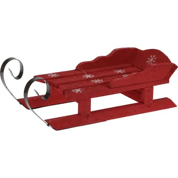 Vánoční dekorace Dřevěné sáně červené 11x34x14 cm