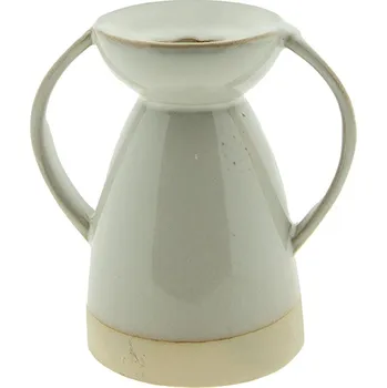 Svícen Béžový porcelánový svícen na úzkou svíčku Chrie - 9*7*9 cm