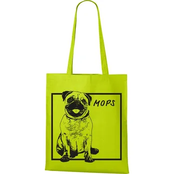 Plátěná taška Mops, Barva Limetková, Velikost 40×45 cm, Canvas Nákupní taška Bezvatriko.cz 1174