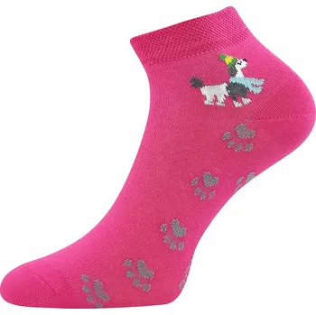 Dámské ponožky Ponožky krátké Piki magenta, Pejsek a tlapky (Ponožky se psem, psi, pejsek)
