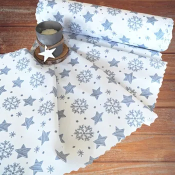 Vánoční běhoun v metráži - Hvězdičky a vločky – bílo/šedý 38 pouze střih