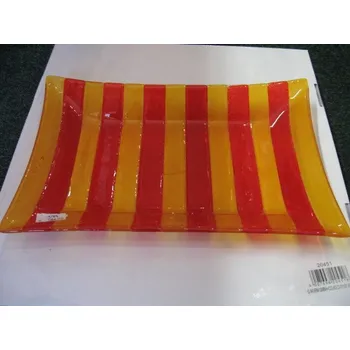 Červeno - žlutý skleněný tác (Barevný skleněný tác)