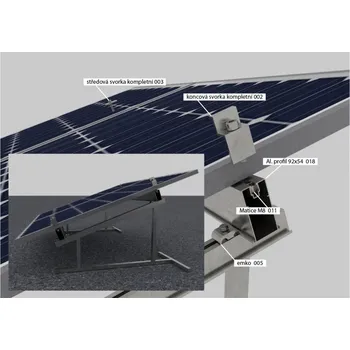 držák na solární panel Nosná konstrukce FV panelu – rovná střecha – RST30 Počet FV panelů: 1 panel, na výšku