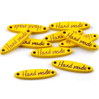 Dřevěná cedulka / ozdoba Handmade 6x27 mm, barva 6 žlutá