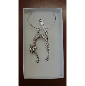 Náhrdelník Náhrdelník hrbící se kočka (Kočka s SW kameny)