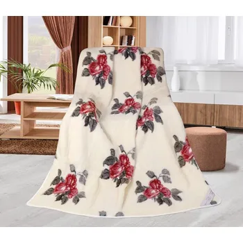 deka Evropské merino deka geometrie 155x200 cm rudá růže