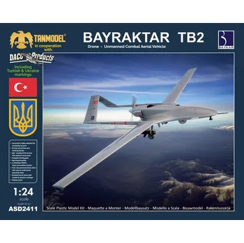 Plastikový model Tanmodel 1/24 Bayraktar TB2 UCAV-drone - markings for Turkish and Ukraine
