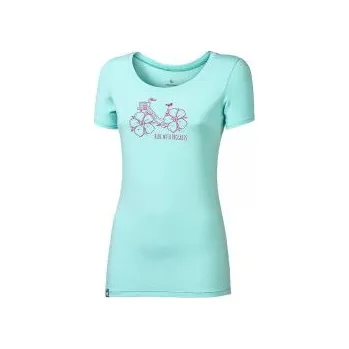Dámské tričko Progress LIBERTA "FLOWBIKE" mint XL; Modrá triko